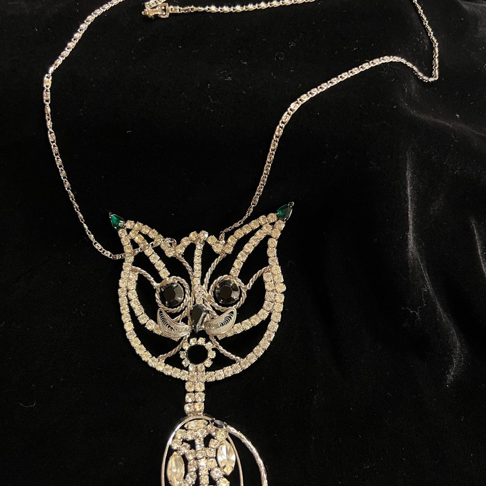 Vintage Rhinestone Silver color Cat - Picture 5 of 8